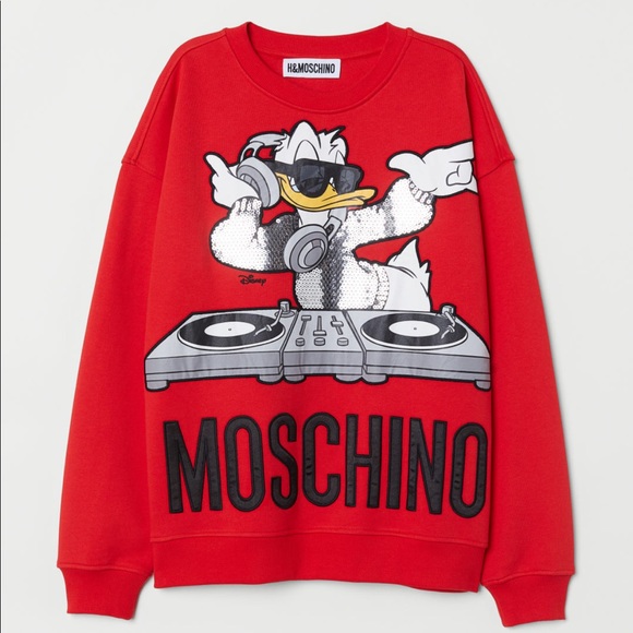 Moschino X H&M red sequin bling duck sweatshirt - Picture 2 of 4